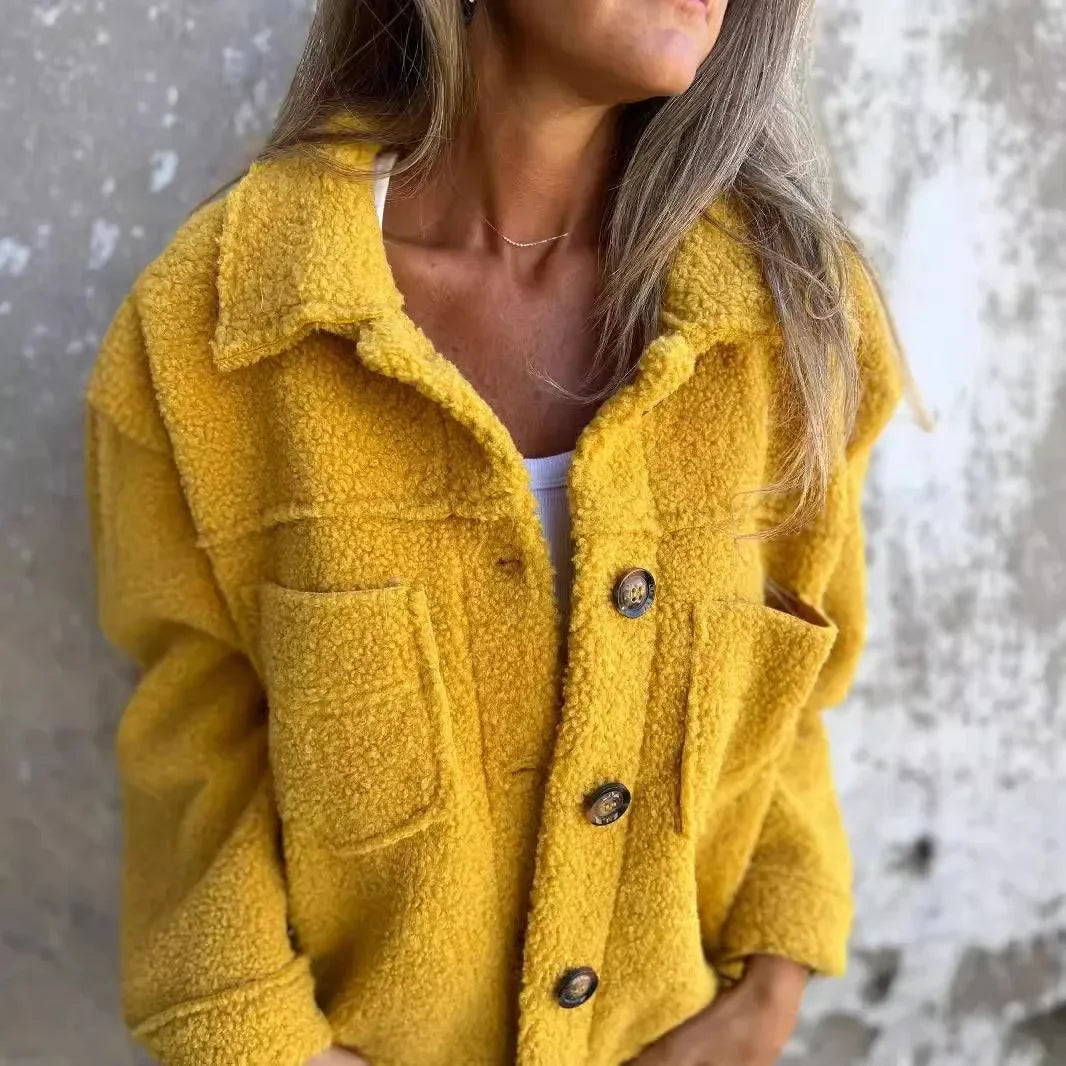 Herfst Winter Lamsbont Jas Enkele Knop Notch Kraag Dames Korte Jas Casual Stijl Chinese Fabrikant Normale Grootte