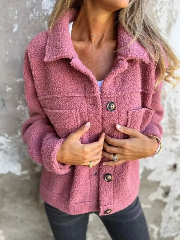 Herfst Winter Lamsbont Jas Enkele Knop Notch Kraag Dames Korte Jas Casual Stijl Chinese Fabrikant Normale Grootte