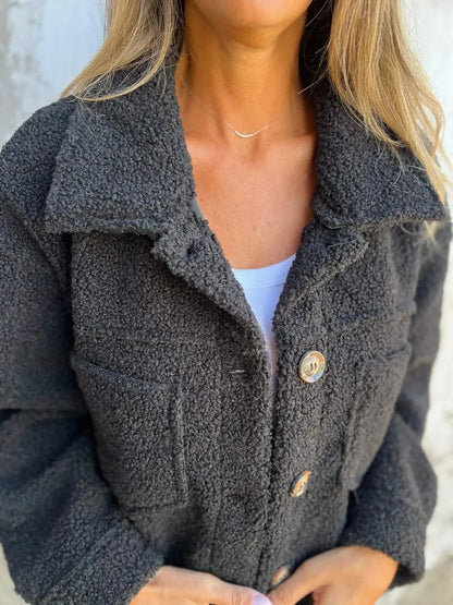 Herfst Winter Lamsbont Jas Enkele Knop Notch Kraag Dames Korte Jas Casual Stijl Chinese Fabrikant Normale Grootte