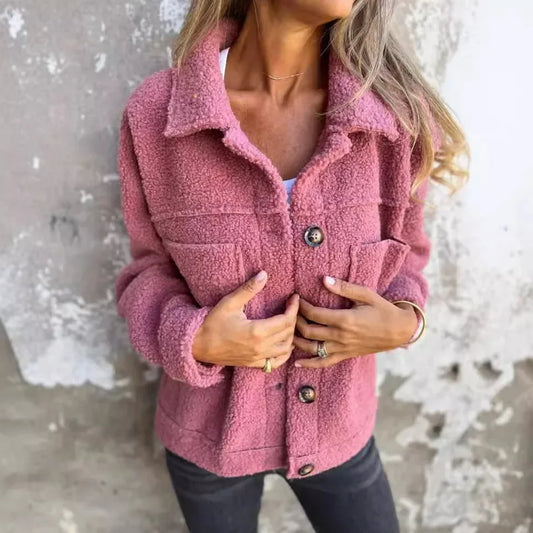 Herfst Winter Lamsbont Jas Enkele Knop Notch Kraag Dames Korte Jas Casual Stijl Chinese Fabrikant Normale Grootte