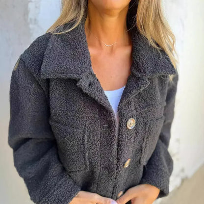 Herfst Winter Lamsbont Jas Enkele Knop Notch Kraag Dames Korte Jas Casual Stijl Chinese Fabrikant Normale Grootte