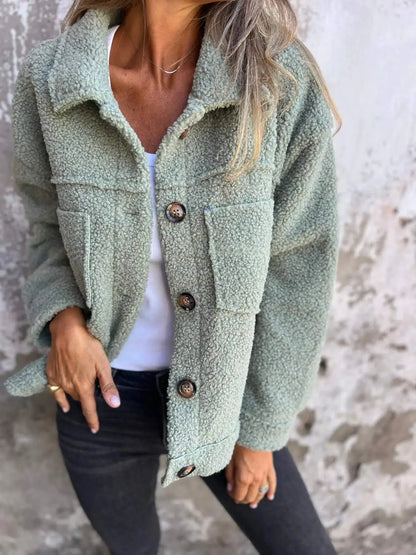 Herfst Winter Lamsbont Jas Enkele Knop Notch Kraag Dames Korte Jas Casual Stijl Chinese Fabrikant Normale Grootte